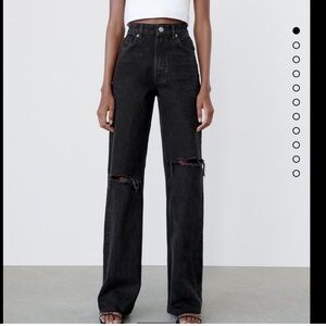 Zara Distressed Wide Leg Jeans Size 4